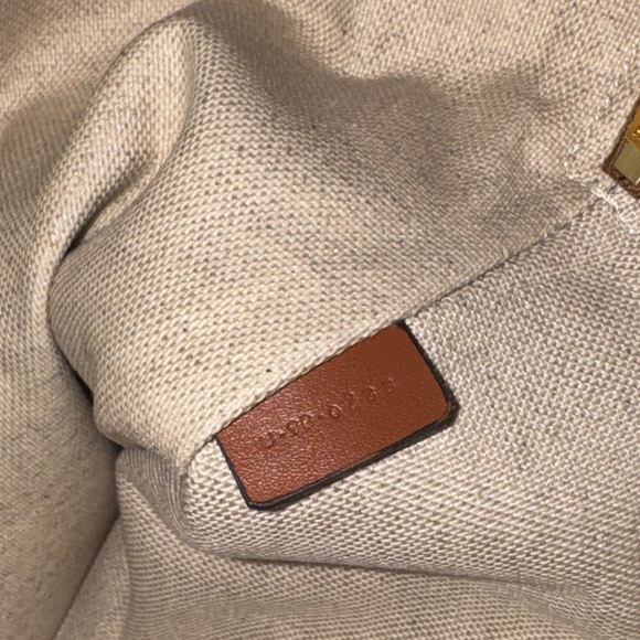 Celine Cuir Triomphe striped texture Brown/blue Pouch clutch made in Italy - Picture 12 of 15